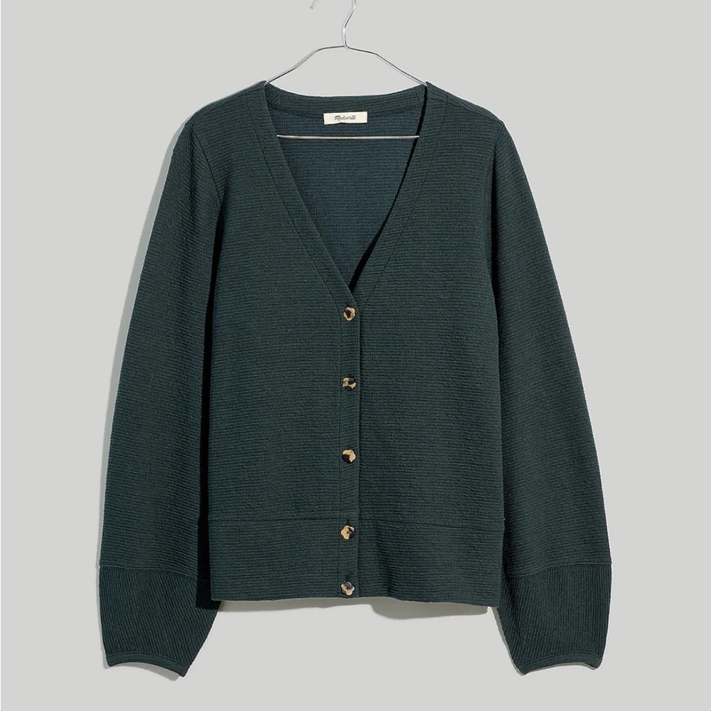 Madewell Pieced-Sleeve Cardigan - dark palm size xs